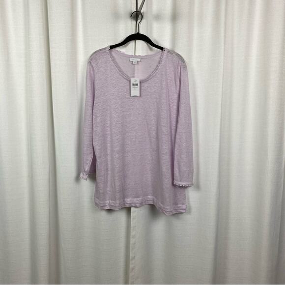 J.Jill Love Linen Pale Orchid Linen Sweater Sz.L NWT - Picture 2 of 11